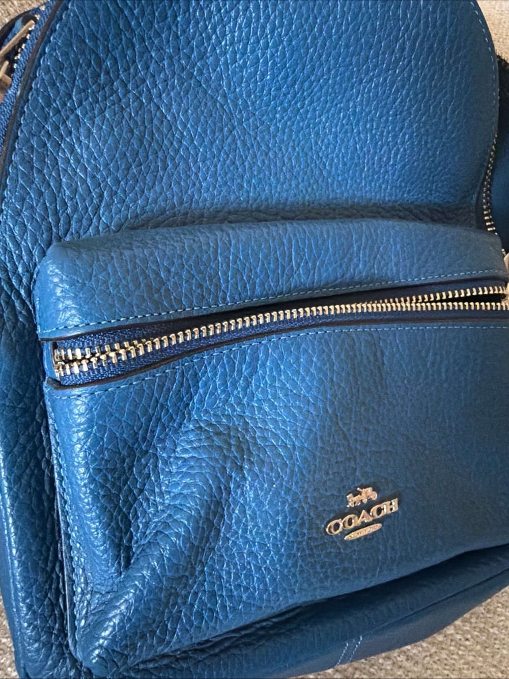 Coach Blue Pebbled Leather Mini Backpack beautiful blue! - Picture 2 of 6